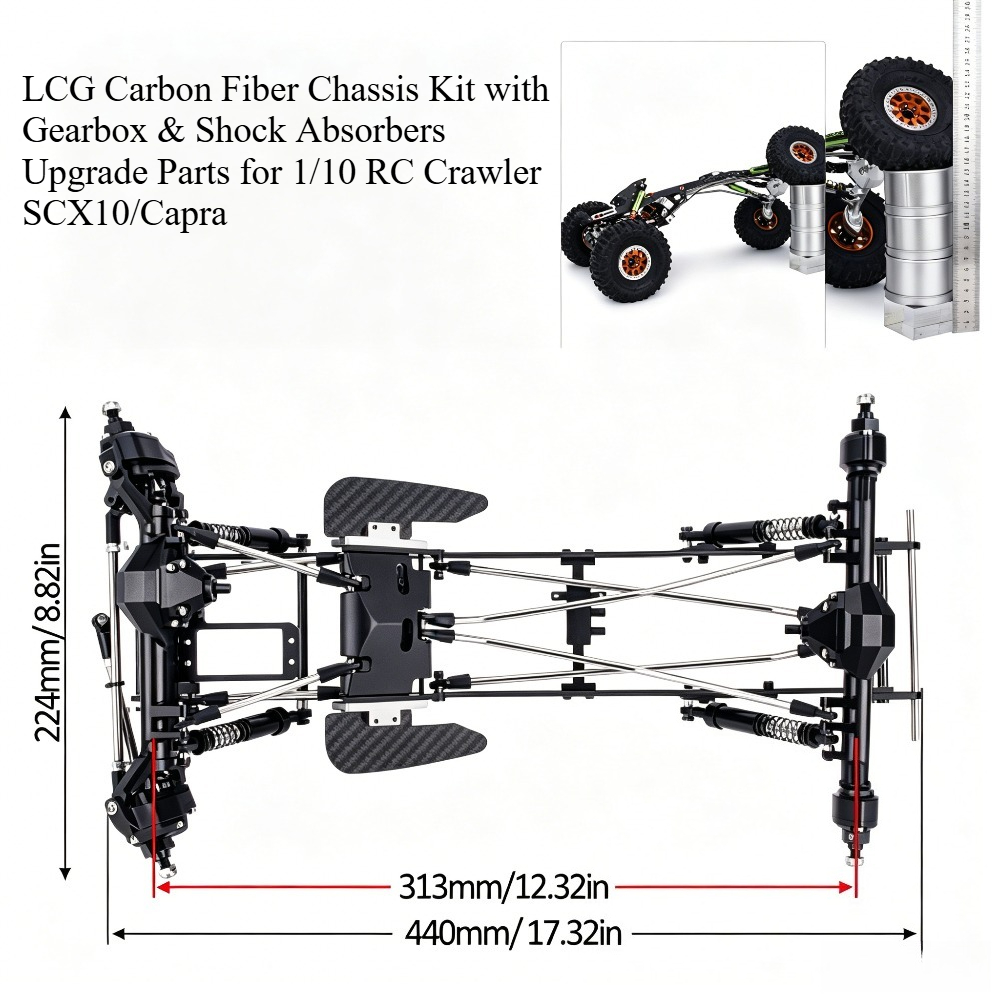 Rc Rock Crawler - Conjunto de Chassi de Fibra de