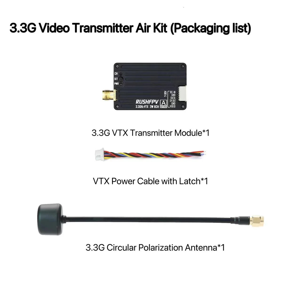 Transmissor RUSHFPV 3.3G 2W VT - Drone Rc Receiver And Transmitter avaliação e preço